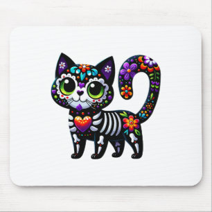Tapis De Souris Dia De Los Muertos Cinco De Mayo Cat Crâne à sucre