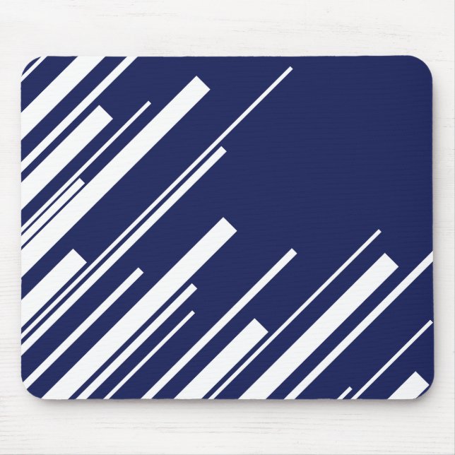 Tapis De Souris Diagonales - Bleu et Blanc (Devant)