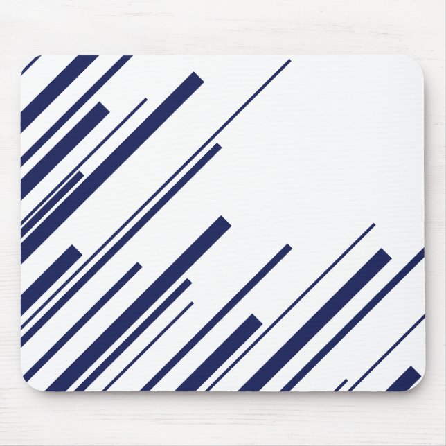 Tapis De Souris Diagonales en bleu et blanc (Devant)