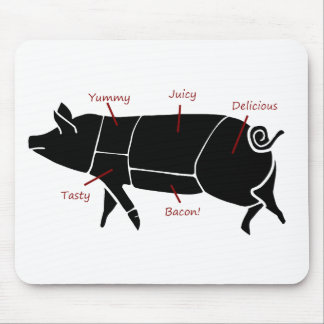 Tapis De Souris Diagramme de diagramme drôle de boucher de porc