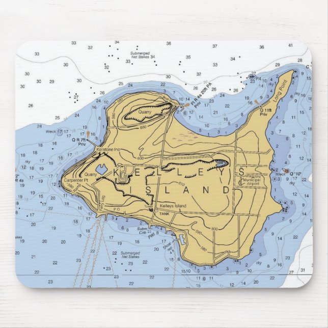Tapis De Souris Diagramme nautique Mousepad de l'île de Kellys, OH (Devant)