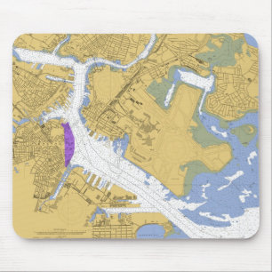 Tapis De Souris Diagramme nautique Mousepad de port de Boston mA