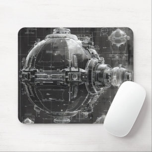 Tapis De Souris Diagramme noir de la station spatiale