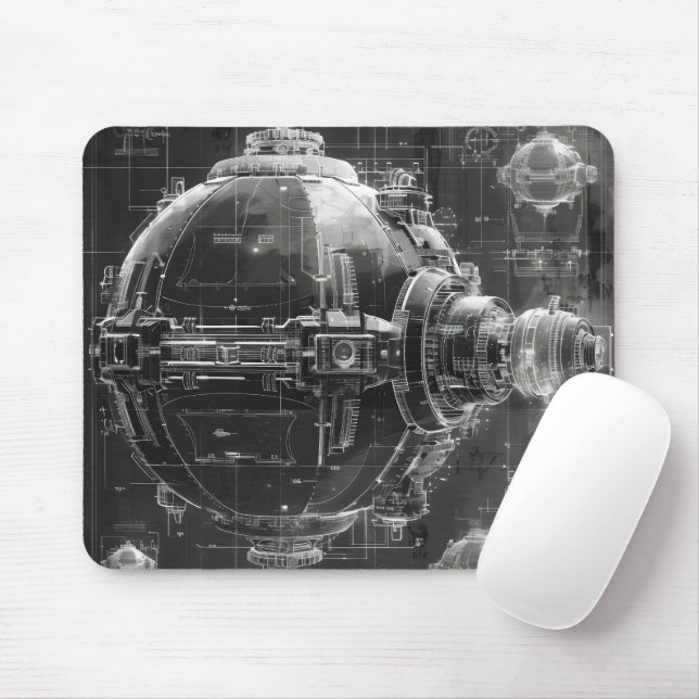Tapis De Souris Diagramme noir de la station spatiale (Avec souris)