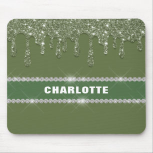 Tapis De Souris Diamant de Parties scintillant vert Sage moderne
