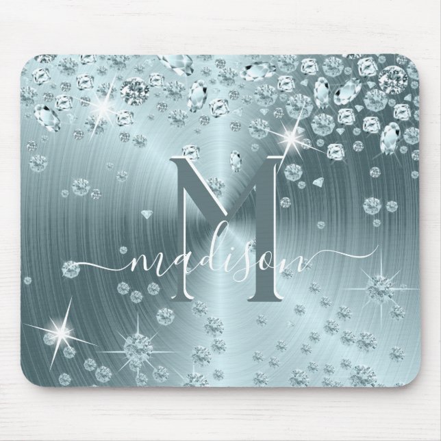 Tapis De Souris Diamants Bleu Canard - Personnalisés (Devant)