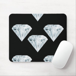 Tapis De Souris Diamants brillants argentés sur noir