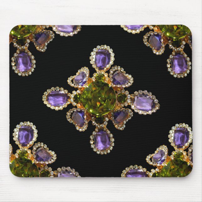 Tapis De Souris Diamants d'améthyste violet Emeralds bijoux (Devant)