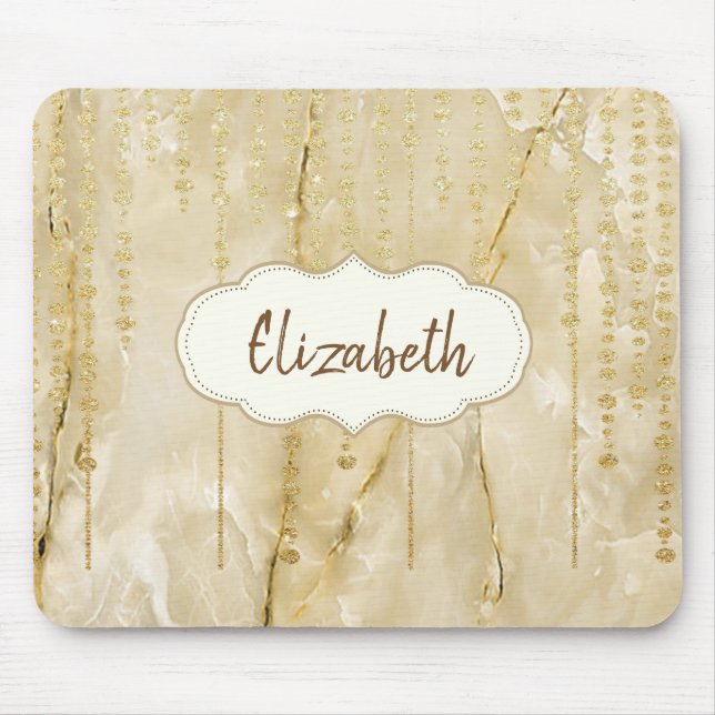 Tapis De Souris Diamants dorés adorables, Marbre - Personnalisé (Devant)