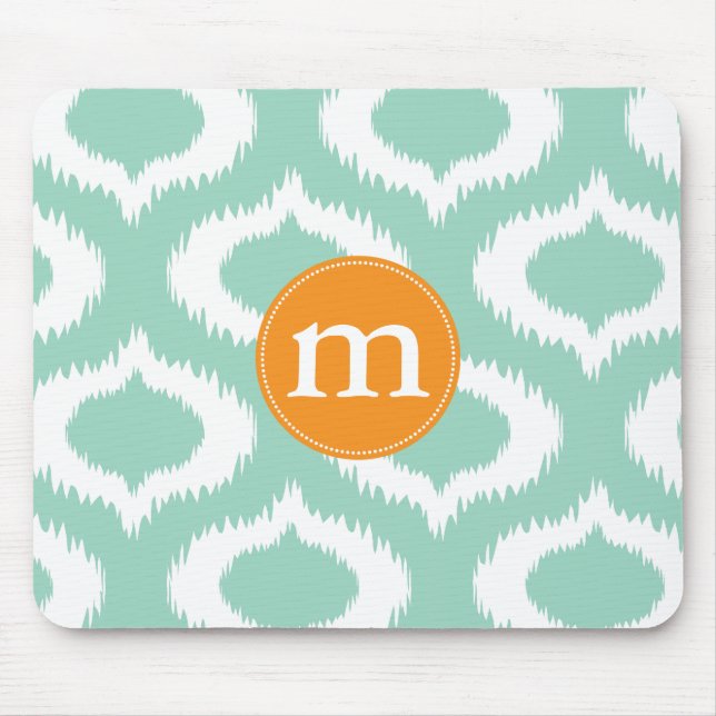Tapis De Souris Diamants modernes d'Ikat de turquoise d'Aqua (Devant)
