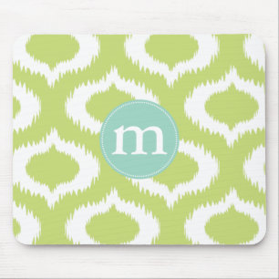 Tapis De Souris Diamants verts modernes d'Ikat personnalisés