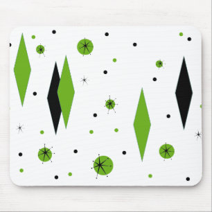 Tapis De Souris Diamants verts rétros et Starburts Mousepad