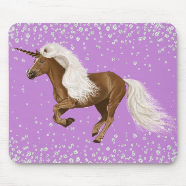 Tapis De Souris Diamond Parties scintillant étincelle Unicorne vio (Devant)