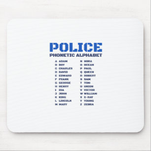 Tapis De Souris Dictionnaire phonétique de police - Alphabet A à Z
