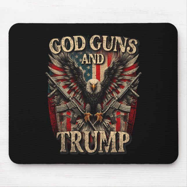 Tapis De Souris Dieu Armes Et Trump 2e Amendement Drapeau Aigle Am (Devant)
