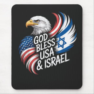 Tapis De Souris Dieu bénisse Israël USA