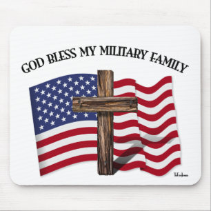 Tapis De Souris DIEU BÉNISSE MA FAMILLE MILITAIRE croix robuste, d