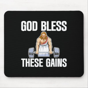Tapis De Souris Dieu Bénit Ces Gains Muscle Bodybuilding —