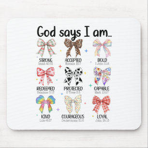 Tapis De Souris Dieu Dit Que Je Suis Coquette Bow Religieux Christ