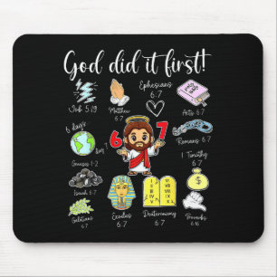 Tapis De Souris Dieu drôle l'a fait en premier 67 Meme Jésus chrét