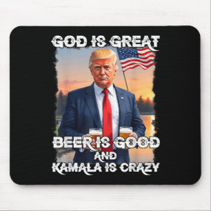 Tapis De Souris Dieu Est Grande Bière Est Bonne Et Kamala Sont Fou