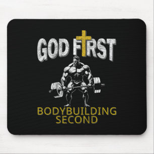 Tapis De Souris Dieu premier Bodybuilding Deuxième Christian Gym W