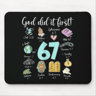 Tapis De Souris Dieu Vintage L'a Fait En Premier 67 Six Sept Mème
