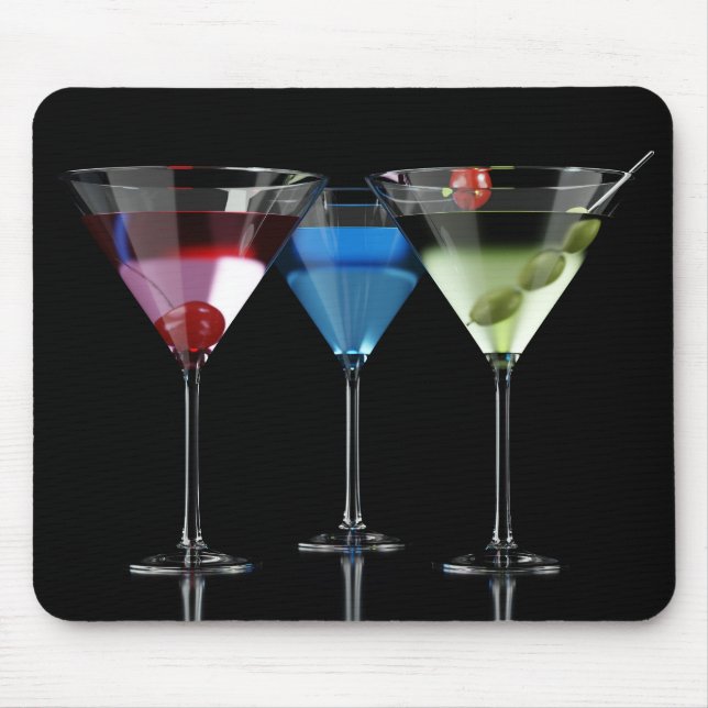 Tapis De Souris Différents cocktails dans des lunettes à martini n (Devant)