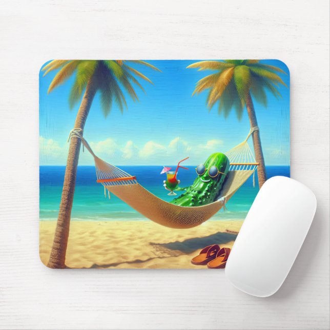 Tapis De Souris Dill Pickle dans un hamac tropical (Avec souris)