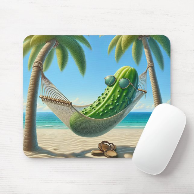 Tapis De Souris Dill Pickle dans un hamac tropical (Avec souris)