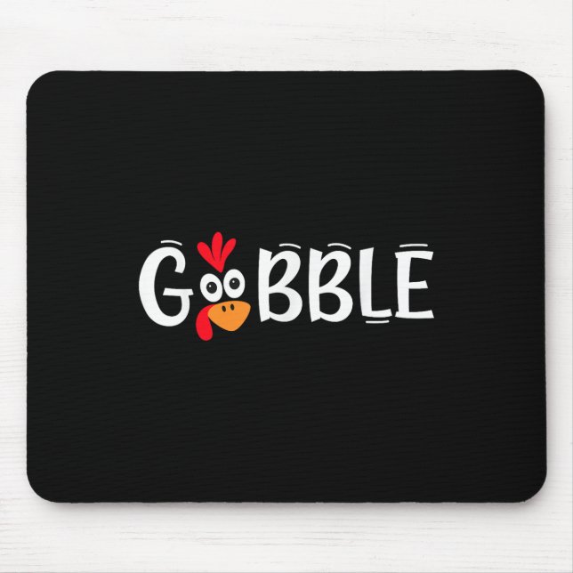 Tapis De Souris Dinde de gobble drôle visage Joyeux Thanksgiving D (Devant)