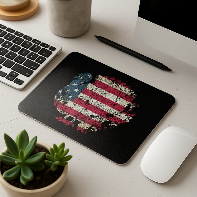 Tapis De Souris Dinde de Thanksgiving avec drapeau américain (Créateur téléchargé)