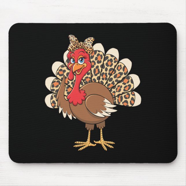 Tapis De Souris Dinde de Thanksgiving élégante avec impression léo (Devant)