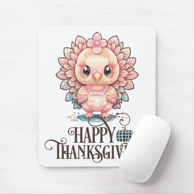 Tapis De Souris Dinde de Thanksgiving mignonne (Avec souris)