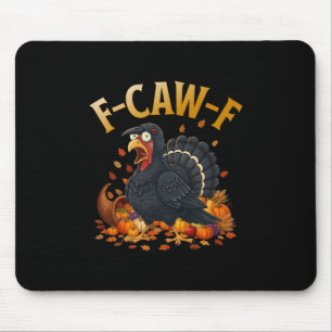 Tapis De Souris Dinde F-caw-f Drôle de Thanksgiving Corbeau Noir A