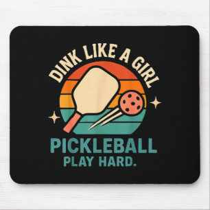 Tapis De Souris Dink comme une fille mignon rétro pickleball femme