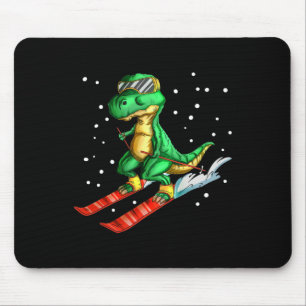 Tapis De Souris Dino avec lunettes de ski skieur dinosaure T-rex s