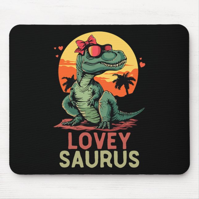Tapis De Souris Dino Dinosaur Lovey-saurus T-rex Funny Trex (Devant)