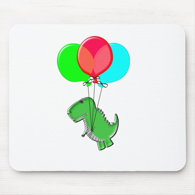 Tapis De Souris Dino Mignonne Et En Colère Volant Avec Des Ballons (Devant)