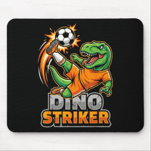Tapis De Souris Dino Striker T-rex Coup de Pied de Football Drôle 