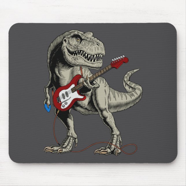 Tapis De Souris Dinosaur Acoustic Electric B Guitar Player  (Devant)