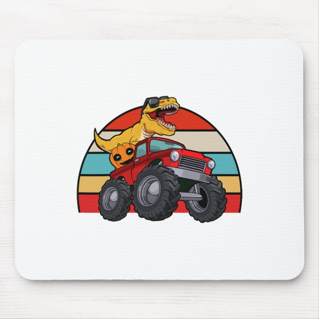 Tapis De Souris Dinosaur Riding Monster Truck Lazy Halloween Costu (Devant)