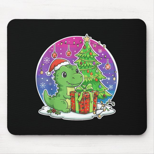 Tapis De Souris Dinosaur Santa Hat Xmas Dinosaur Lover Adults Boy  (Devant)