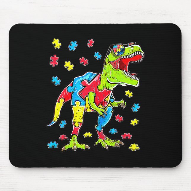 Tapis De Souris Dinosaur Sensibilisation sur l'autisme Puzzle Pièc (Devant)