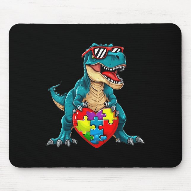 Tapis De Souris Dinosaur Sensibilisation sur l'autisme Puzzle Pièc (Devant)