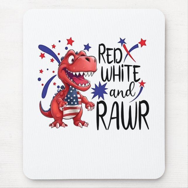 Tapis De Souris Dinosaure blanc rouge occidental (Devant)