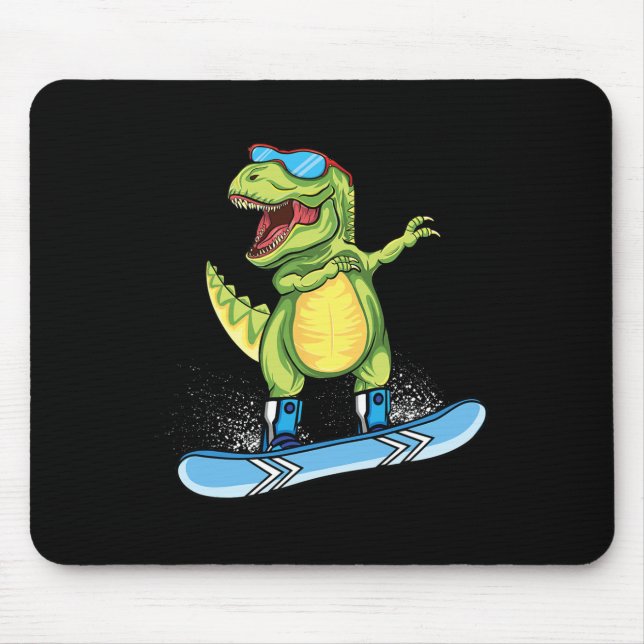 Tapis De Souris Dinosaure cool snowboard ski dabbing T Rex neige (Devant)