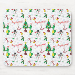 Tapis De Souris dinosaure de Noël et bonhomme de neige