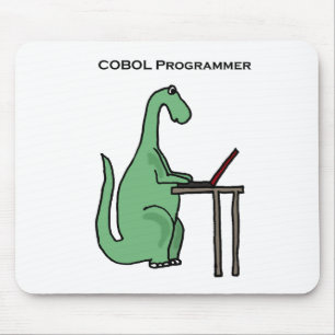 Tapis De Souris Dinosaure drôle de programmeur de COBOL