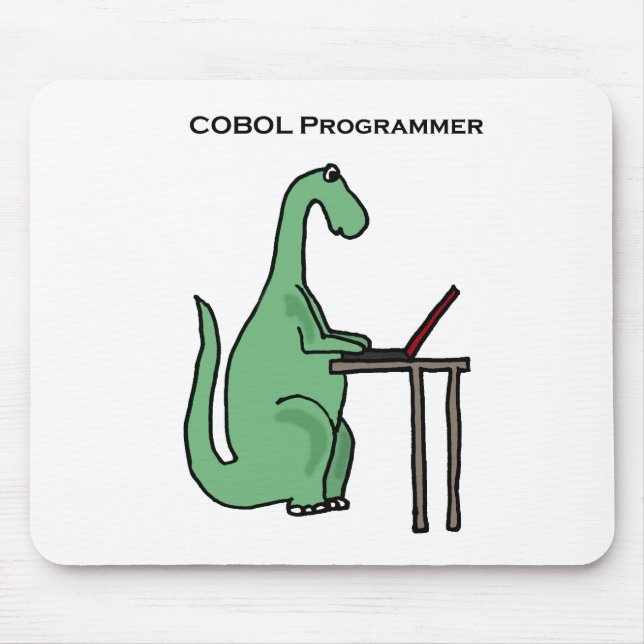 Tapis De Souris Dinosaure drôle de programmeur de COBOL (Devant)